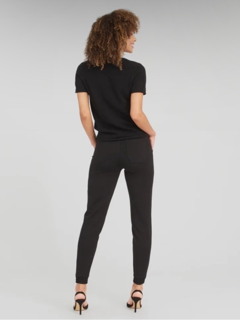 (M) Spanx Perfect Pant Joggers Black Medium Ponte Business Casual Pull-on - Picture 11 of 15